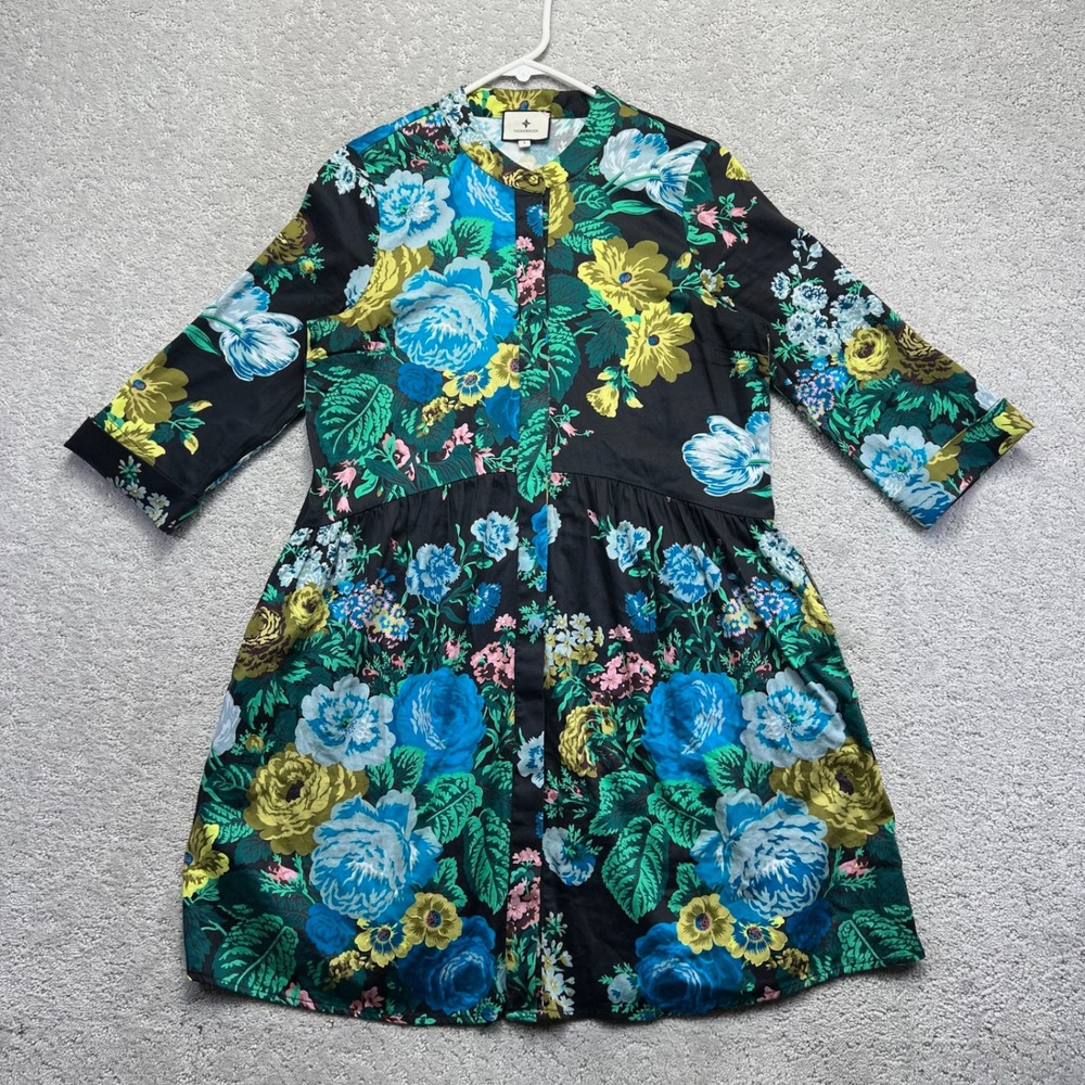 Tuckernuck Verdant Pierce Mini Dress Womens S Floral Cotton Blend Button Front